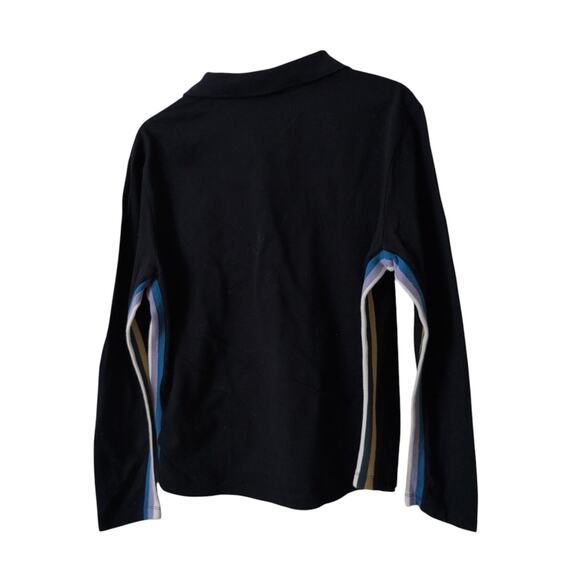 Ted Baker Polo Shirt Size 3 Medium Long Sleeve Side Seam Striped Navy Blue - Picture 4 of 10